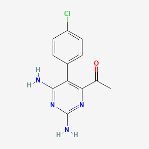 molecular formula C12H11ClN4O B8331596 [2,6-Diamino-5-(p-chlorophenyl)-4-pyrimidinyl] methyl ketone 