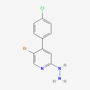 molecular formula C11H9BrClN3 B8331672 5-Bromo-4-(4-chlorophenyl)-2-hydrazinylpyridine 