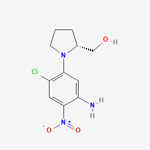 molecular formula C11H14ClN3O3 B8331674 (R)-1-(5-Amino-2-chloro-4-nitro-phenyl)-2-hydroxymethyl-pyrrolidine 