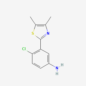molecular formula C11H11ClN2S B8331684 2-(5-Amino-2-chlorophenyl)-4,5-dimethyl-1,3-thiazole 
