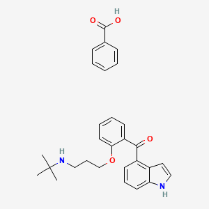 molecular formula C29H32N2O4 B8331785 Methanone, (2-(3-((1,1-dimethylethyl)amino)propoxy)phenyl)-1H-indol-4-yl-, monobenzoate CAS No. 133994-41-9
