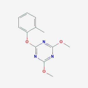 molecular formula C12H13N3O3 B8331808 2,4-Dimethoxy-6-(2-methylphenoxy)-1,3,5-triazine 