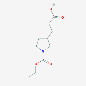 molecular formula C10H17NO4 B8332007 1-(Ethoxycarbonyl)-3-pyrrolidinepropanoic acid 
