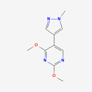molecular formula C10H12N4O2 B8332016 2,4-bis-(methyloxy)-5-(1-methyl-1H-pyrazol-4-yl)pyrimidine 