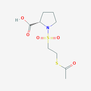 molecular formula C9H15NO5S2 B8332087 1-[[2-(acetylthio)ethyl]sulfonyl]-L-proline 