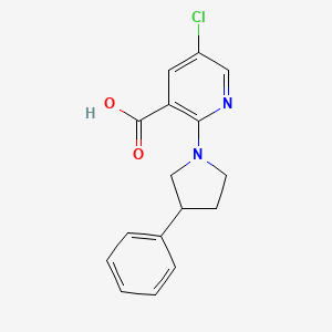 molecular formula C16H15ClN2O2 B8332189 5-Chloro-2-(3-phenylpyrrolidin-1-yl)nicotinic acid 