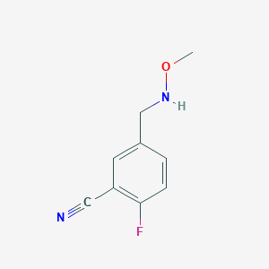 molecular formula C9H9FN2O B8332201 2-Fluoro-5-(methoxyamino-methyl)-benzonitrile 