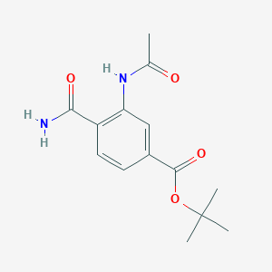 molecular formula C14H18N2O4 B8332352 1,1-Dimethylethyl 3-(acetylamino)-4-(aminocarbonyl)benzoate 