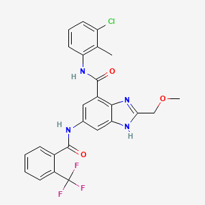 molecular formula C25H20ClF3N4O3 B8332392 N-(3-Chloro-2-methylphenyl)2-(methoxymethyl)6-(2-trifluoromethylbenzoylamino)-1H-benzoimidazole-4-carboxamide 