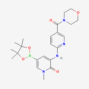 molecular formula C22H29BN4O5 B8332431 1-methyl-3-(5-(morpholine-4-carbonyl)pyridin-2-ylamino)-5-(4,4,5,5-tetramethyl-1,3,2-dioxaborolan-2-yl)pyridin-2(1H)-one 