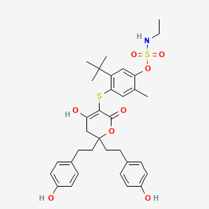 Ethylsulfamic acid 5-tert-butyl-4-{4-hydroxy-6,6-bis-[2-(3-hydroxyphenyl)ethyl]-2-oxo-5,6-dihydro-2H-pyran-3-ylsulfanyl}-2-methylphenyl ester