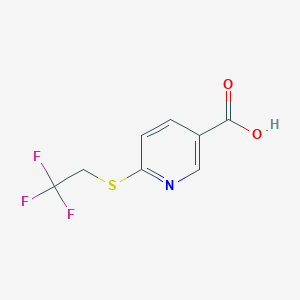 molecular formula C8H6F3NO2S B8332505 6-[(2,2,2-Trifluoroethyl)sulfanyl]pyridine-3-carboxylic acid 