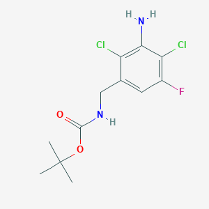 molecular formula C12H15Cl2FN2O2 B8332546 (3-Amino-2,4-dichloro-5-fluoro-benzyl)-carbamic acid tert-butyl ester 