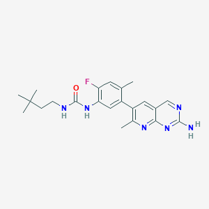 molecular formula C22H27FN6O B8332550 1-(5-(2-Amino-7-methylpyrido[2,3-d]pyrimidin-6-yl)-2-fluoro-4-methylphenyl)-3-(3,3-dimethylbutyl)urea 