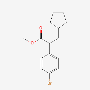 molecular formula C15H19BrO2 B8332579 2-(4-Bromo-phenyl)-3-cyclopentyl-propionic acid methyl ester 