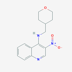 molecular formula C15H17N3O3 B8332640 3-nitro-N-(tetrahydro-2H-pyran-4-ylmethyl)quinolin-4-amine 