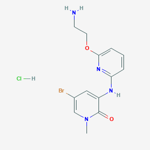 molecular formula C13H16BrClN4O2 B8332656 3-(6-(2-aminoethoxyl)pyridin-2-ylamino)-5-bromo-1-methylpyridin-2(1H)-one hydrochloride 