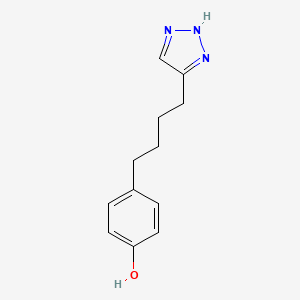 molecular formula C12H15N3O B8332685 4-(4-1H-[1,2,3]triazol-4-yl-butyl)-phenol 