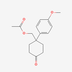 molecular formula C16H20O4 B8332686 Cyclohexanone, 4-[(acetyloxy)methyl]-4-(4-methoxyphenyl)- CAS No. 56327-08-3