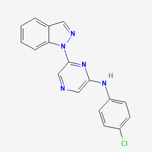 molecular formula C17H12ClN5 B8332733 (4-Chloro-phenyl)-(6-indazol-1-yl-pyrazin-2-yl)-amine 