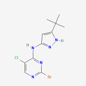 molecular formula C11H13BrClN5 B8332748 2-bromo-N-(5-tert-butyl-1H-pyrazol-3-yl)-5-chloropyrimidin-4-amine 