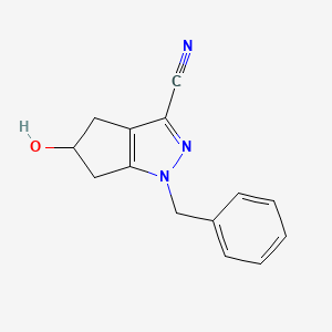 molecular formula C14H13N3O B8332758 1-Benzyl-5-hydroxy-1,4,5,6-tetrahydrocyclo-penta[c]pyrazole-3-carbonitrile 