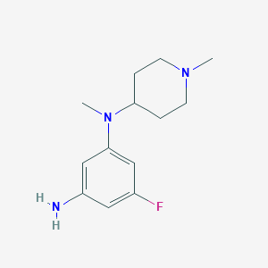 molecular formula C13H20FN3 B8332844 5-Fluoro-N-methyl-N-(1-methylpiperidin-4-yl)benzene-1,3-diamine 