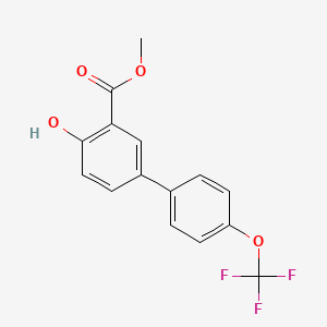 molecular formula C15H11F3O4 B8332933 Methyl 4-hydroxy-4'-(trifluoromethoxy)biphenyl-3-carboxylate 