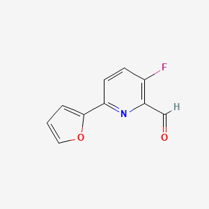molecular formula C10H6FNO2 B8332946 3-Fluoro-6-(furan-2-yl)picolinaldehyde 
