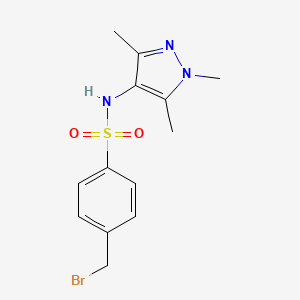 molecular formula C13H16BrN3O2S B8332958 4-Bromomethyl-N-(1,3,5-trimethyl-1H-pyrazol-4-yl)-benzenesulfonamide 