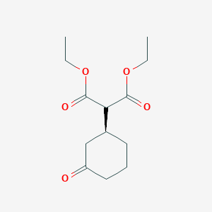 molecular formula C13H20O5 B8332980 (S)-3-[bis(ethoxycarbonyl)methyl]cyclohexanone 
