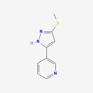 molecular formula C9H9N3S B8333009 5-Methylthio-3-(3-pyridinyl)pyrazole 