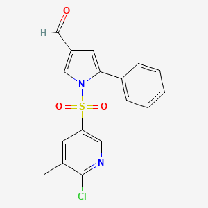 molecular formula C17H13ClN2O3S B8333063 1-[(6-Chloro-5-methylpyridin-3-yl)sulfonyl]-5-phenyl-1H-pyrrole-3-carbaldehyde 