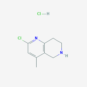 molecular formula C9H12Cl2N2 B8333065 2-Chloro-4-methyl-5,6,7,8-tetrahydro-1,6-naphthyridine hydrochloride 