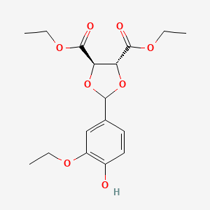 molecular formula C17H22O8 B8333091 (4R,5R)-2-(3-ethoxy-4-hydroxy-phenyl)-4,5-dicarboethoxy-1,3-dioxolane 