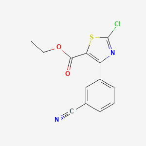molecular formula C13H9ClN2O2S B8333187 2-Chloro-4-(3-cyanophenyl)-5-carboethoxythiazole 