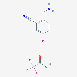 molecular formula C10H8F4N2O2 B8333191 2-(Aminomethyl)-5-fluorobenzonitrile trifluoroacetic acid salt 