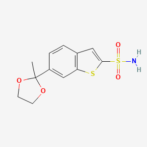 molecular formula C12H13NO4S2 B8333282 6-(2-Methyldioxolan-2-yl)-2-sulfamoylbenzo[b]thiophene 
