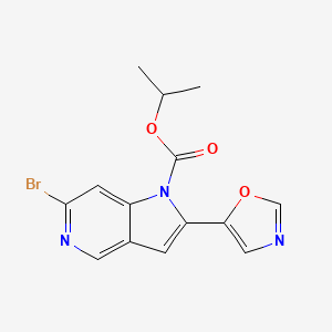molecular formula C14H12BrN3O3 B8333298 Isopropyl 6-bromo-2-(oxazol-5-yl)-1H-pyrrolo[3,2-c]pyridine-1-carboxylate 