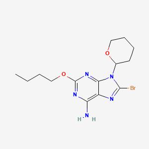 molecular formula C14H20BrN5O2 B8333306 8-Bromo-2-butoxy-9-(tetrahydro-2H-pyran-2-yl)-9H-purin-6-amine 