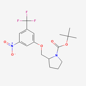 molecular formula C17H21F3N2O5 B8333320 1-Boc-2-(3-nitro-5-trifluoromethyl-phenoxymethyl)-pyrrolidine 