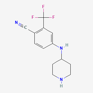 molecular formula C13H14F3N3 B8333411 N-[4-cyano-3-(trifluoromethyl)phenyl]piperidin-4-amine 