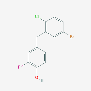molecular formula C13H9BrClFO B8333505 4-[(5-Bromo-2-chloro-phenyl)methyl]-2-fluorophenol 