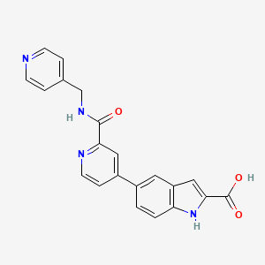molecular formula C21H16N4O3 B8333548 5-{2-[(Pyridin-4-ylmethyl)-carbamoyl]-pyridin-4-yl}-1H-indole-2-carboxylic acid 