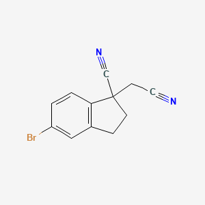 molecular formula C12H9BrN2 B8333782 5-bromo-1-(cyanomethyl)-2,3-dihydro-1H-indene-1-carbonitrile 