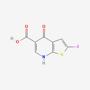 molecular formula C8H4INO3S B8333814 2-Iodo-4-oxo-4,7-dihydrothieno[2,3-b]pyridine-5-carboxylic acid CAS No. 55503-38-3