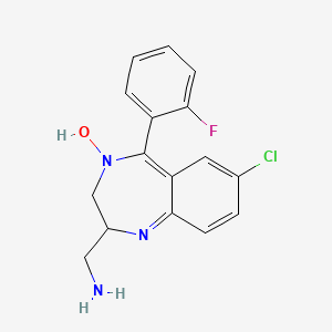 molecular formula C16H15ClFN3O B8333890 7-Chloro-5-(2-fluorophenyl)-2,3-dihydro-1H-1,4-benzodiazepine-2-methanamine-4-oxide 