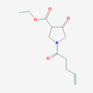 molecular formula C12H17NO4 B8333908 Ethyl 4-oxo-1-pent-4-enoylpyrrolidine-3-carboxylate 