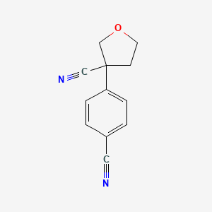 molecular formula C12H10N2O B8333932 3-(4-Cyanophenyl)tetrahydrofuran-3-carbonitrile 