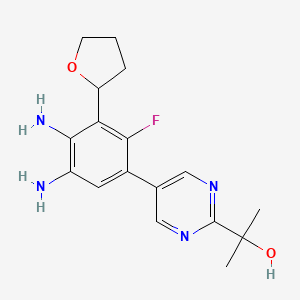 molecular formula C17H21FN4O2 B8334044 2-[5-(4,5-Diamino-2-fluoro-3-tetrahydrofuran-2-yl-phenyl)pyrimidin-2-yl]propan-2-ol 